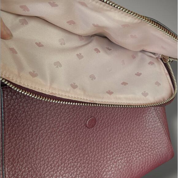KATE SPACE NEW YORK Deep Burgundy Pebble Leather Shoulder Bag Great Condition - Picture 14 of 15